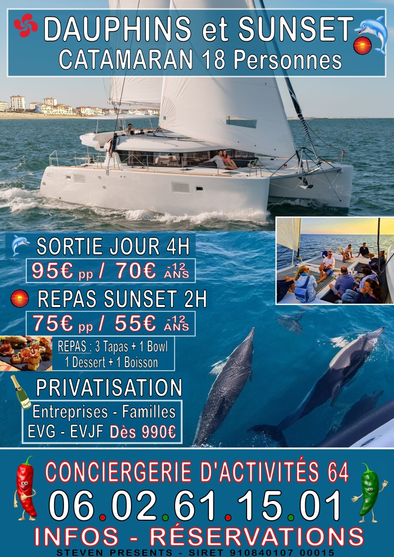 Catamaran Dauphins et Sunset