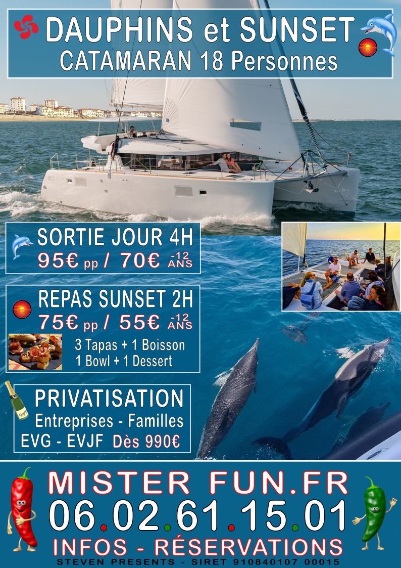 Catamaran Dauphins et Sunset